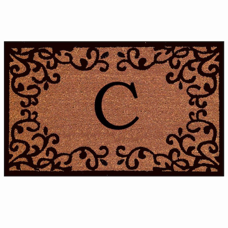 Monogram Door Mat, Natural, Black, 24 in W x 36 in L
